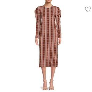 New TANYA TAYLOR Nancy Puff Sleeve Midaxi Shift Dress P6062